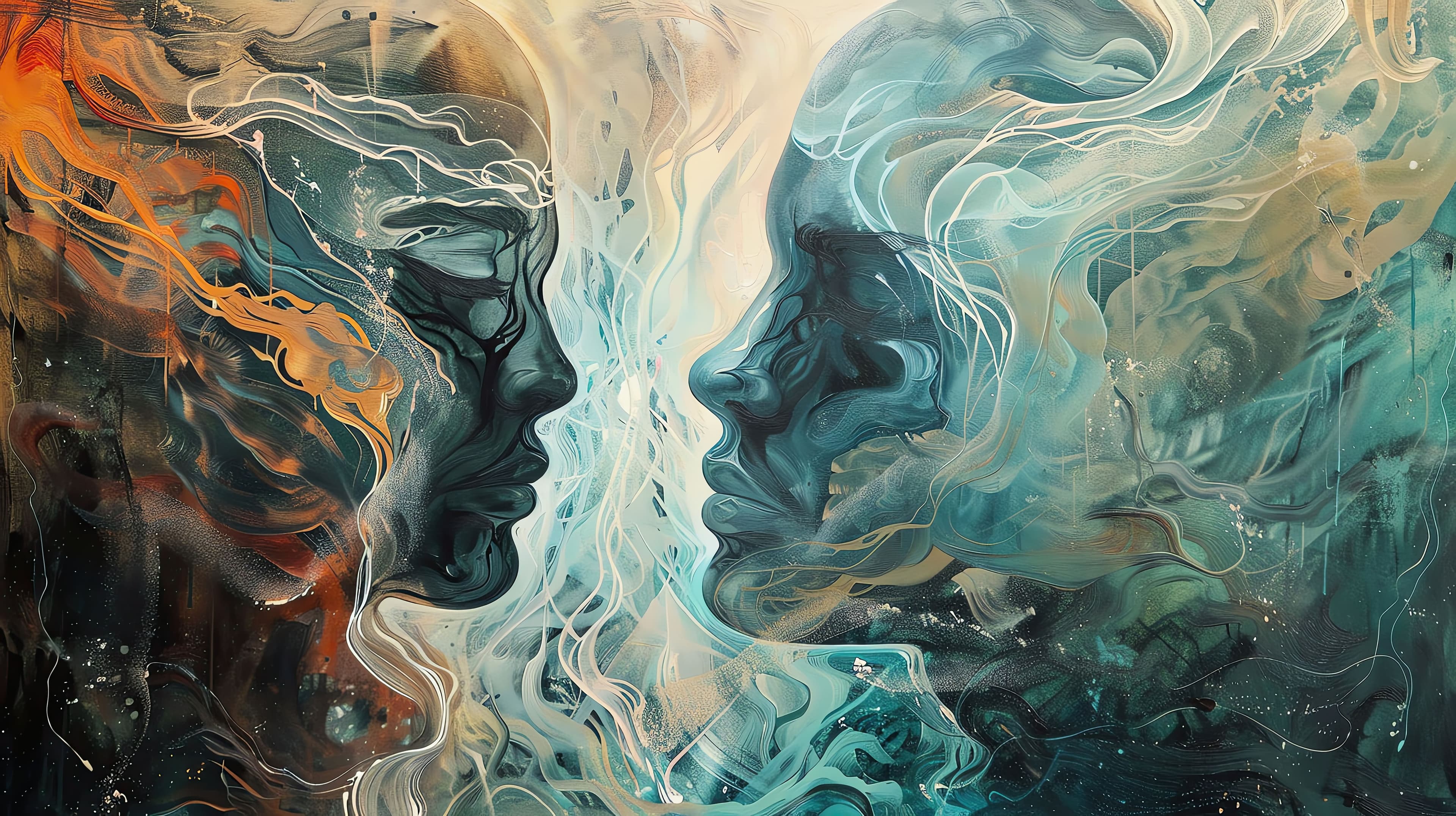 Abstract Art Depicting Two Human Faces